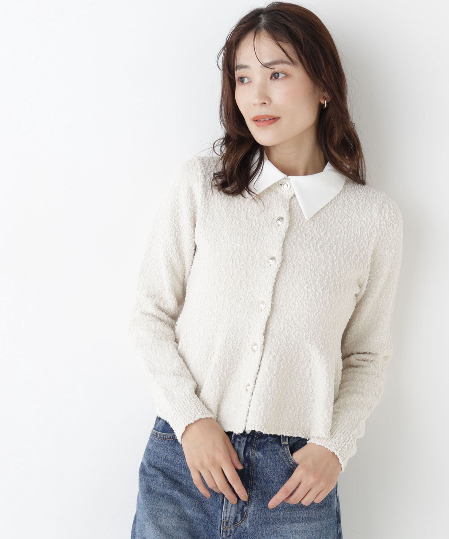  「＜Oggi11月号掲載＞シャツカラーポコポコニット」|ニット・セーター|