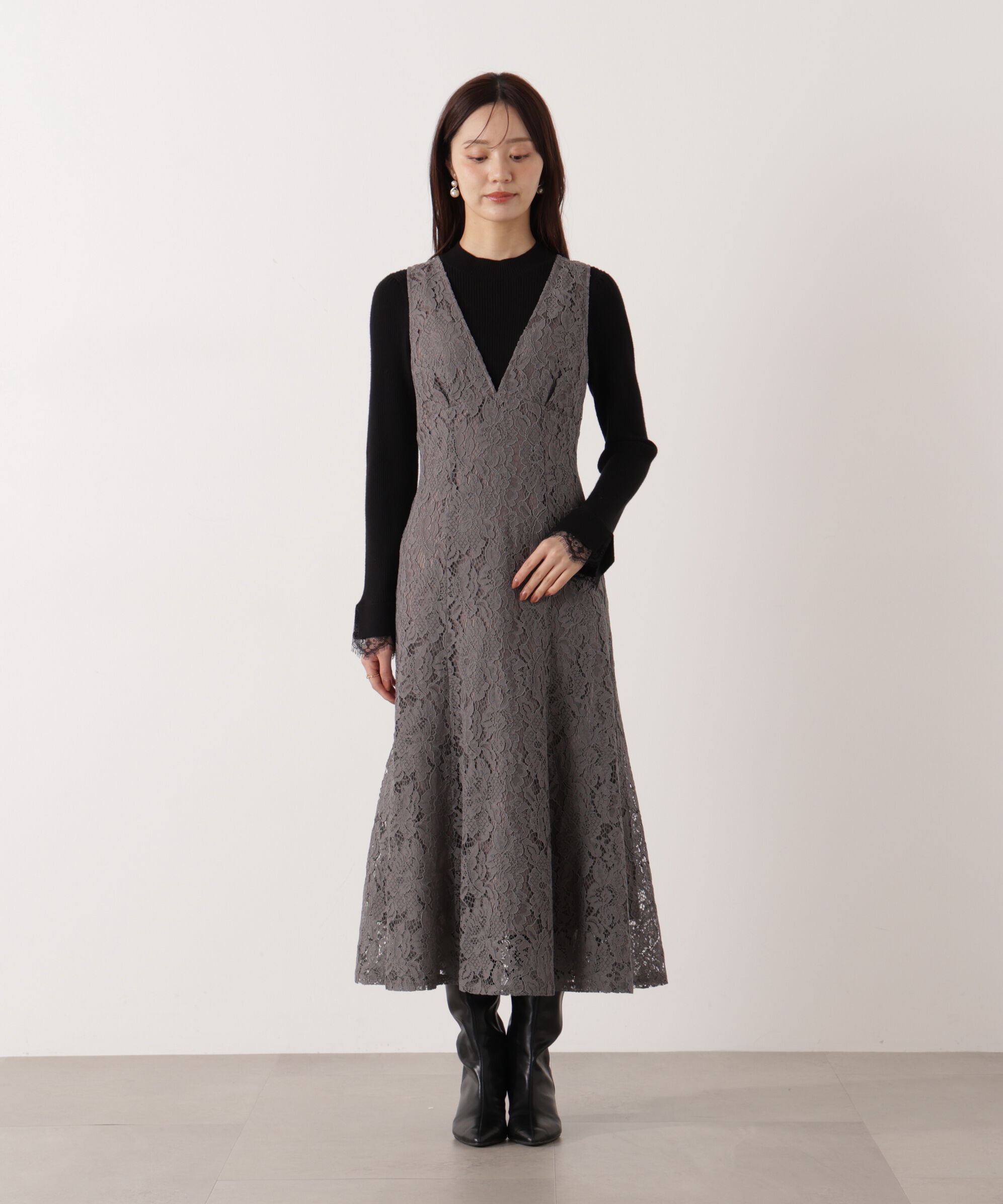 PROPORTION BODY DRESSING「Vネックレースジャンスカ 26SS」|ワンピース|