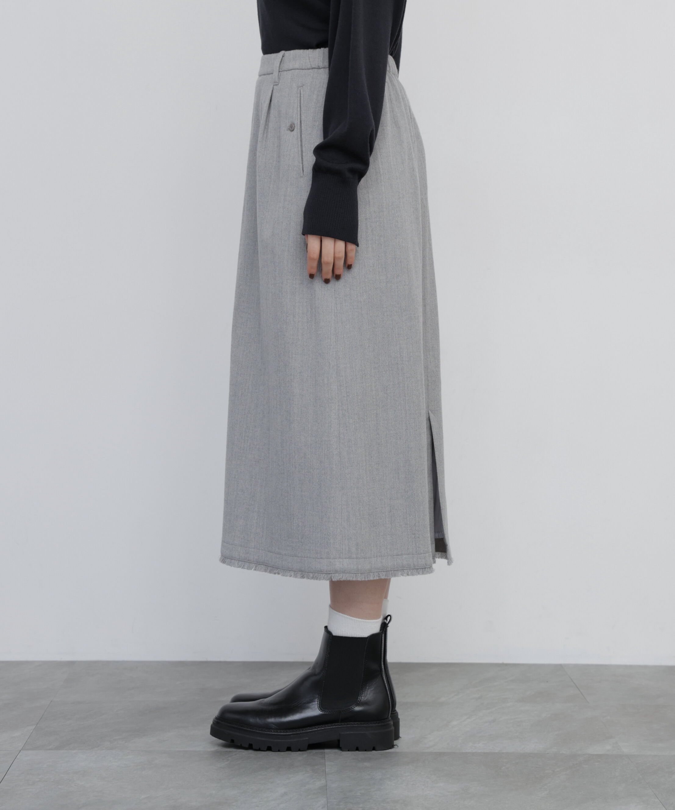  「トップツイルフリンジリラックスタイトスカート」|スカート|