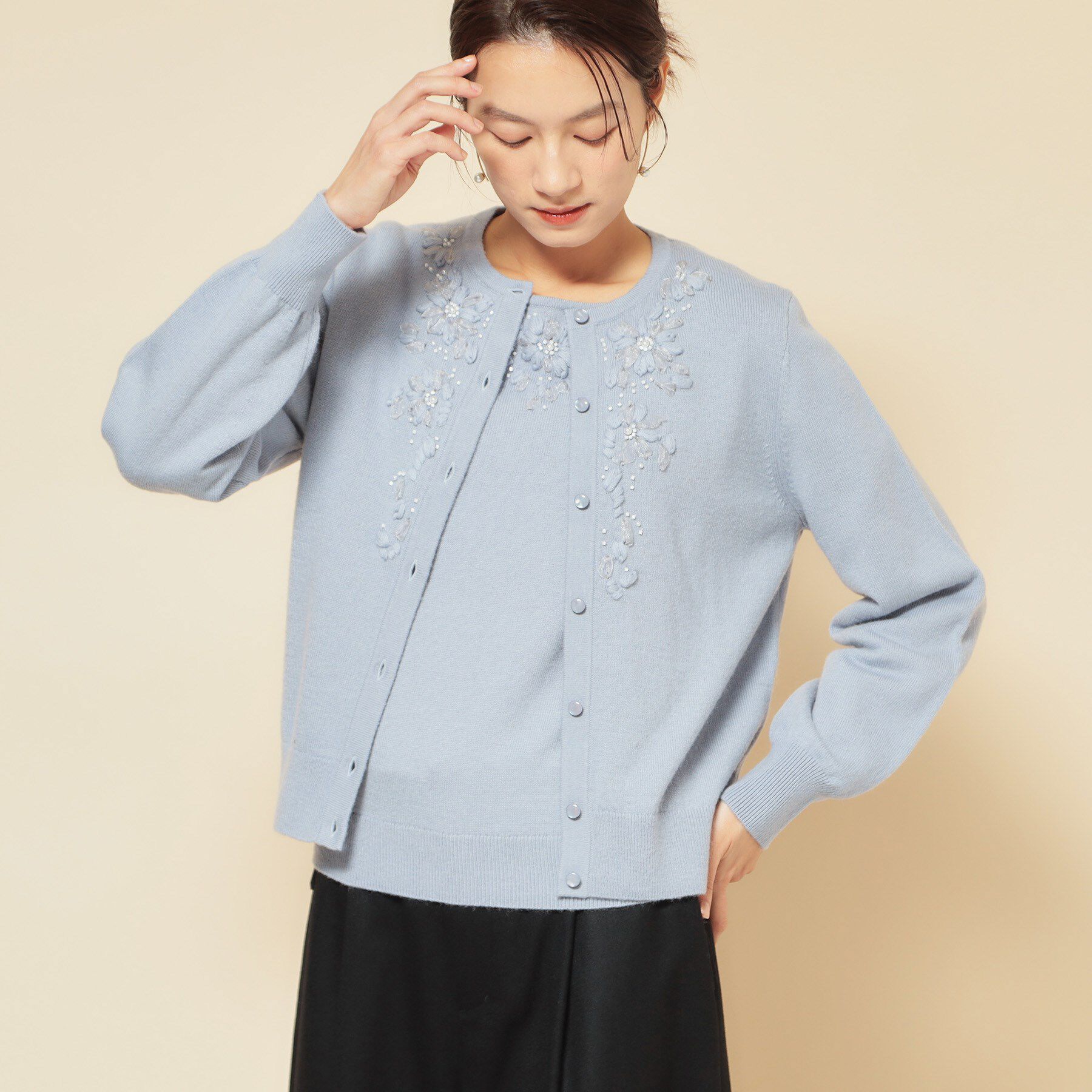 SunaUna「【刺繍】クラフトカーディガン」|カーディガン|