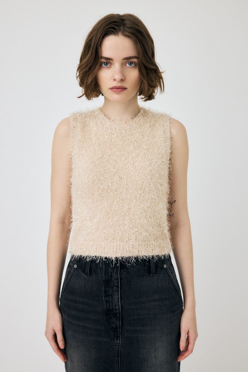 MOUSSY「SHAGGY GLITTER KNIT トップス」|ニット・セーター|
