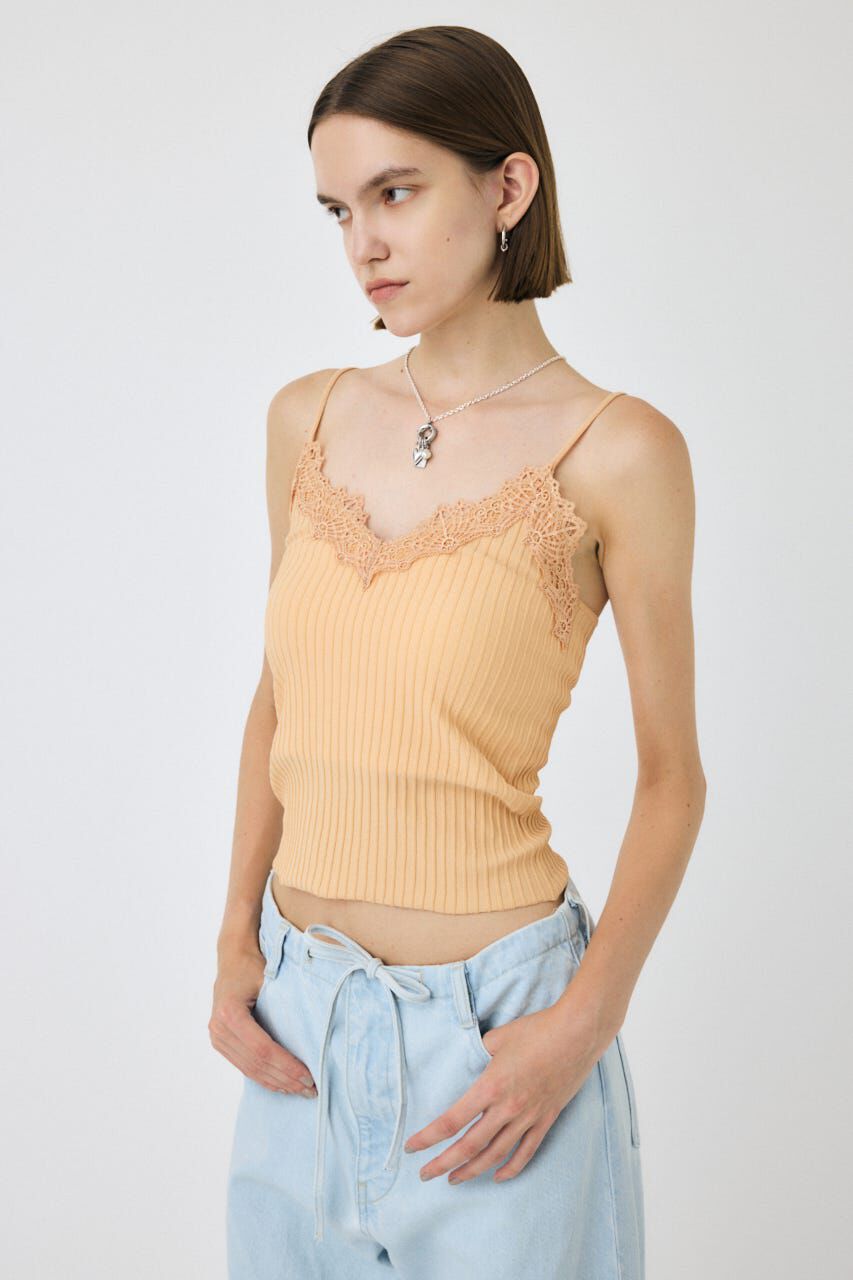 MOUSSY「LACE TRIM RIB キャミソール」|キャミソール|