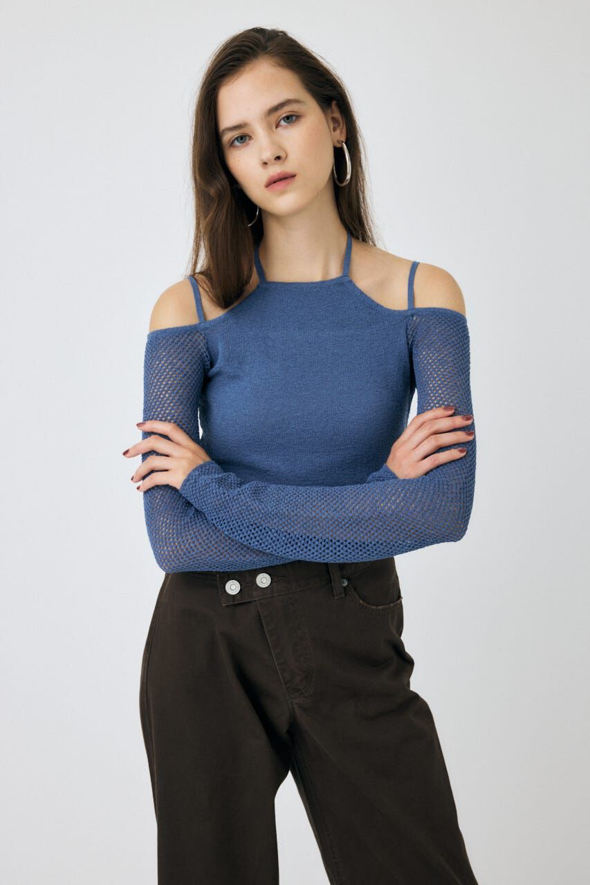 MOUSSY「OPEN SHOULDER HALTER ニットトップス」|ニット・セーター|