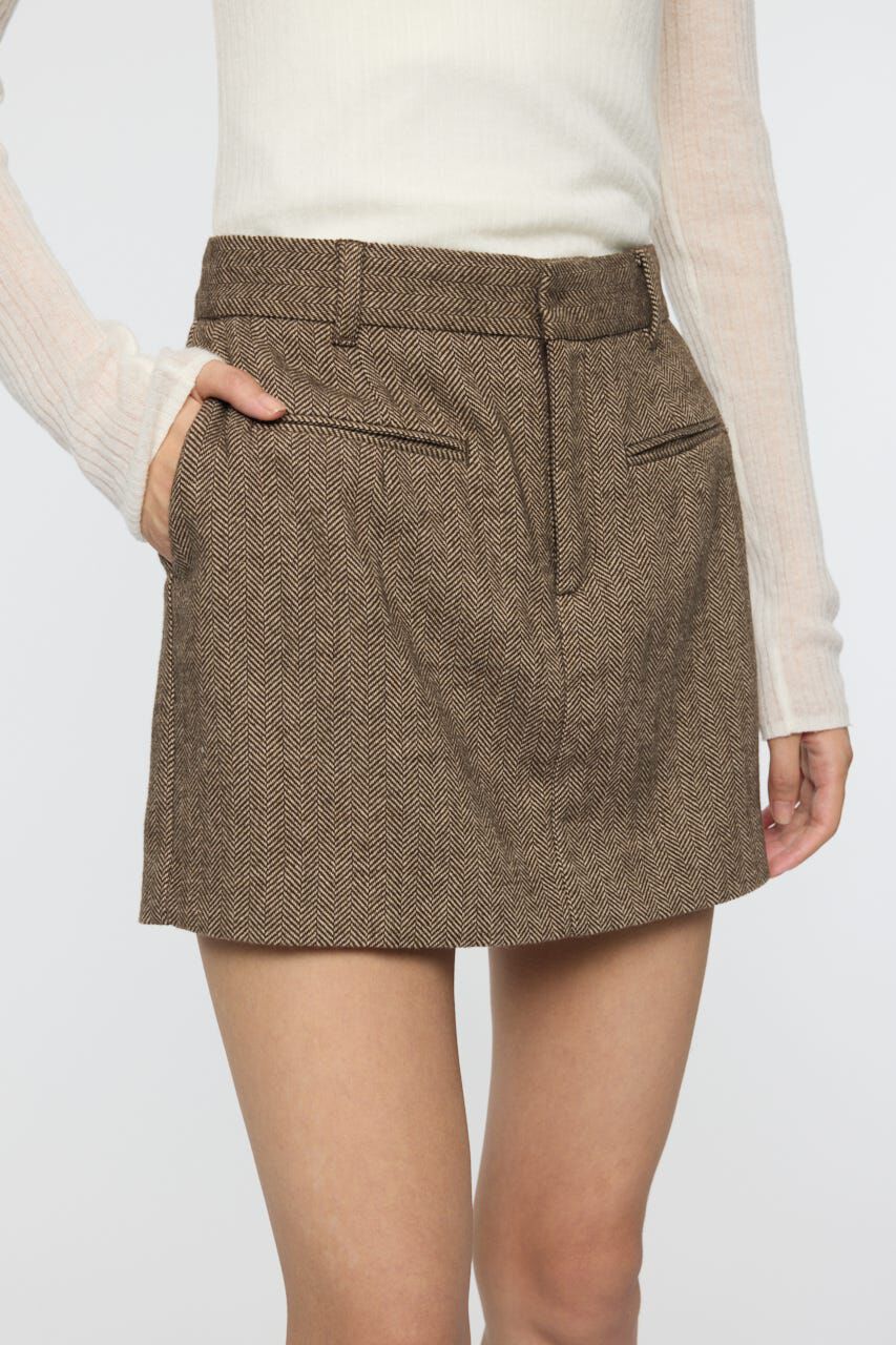 MOUSSY「CENTER PRESSED ミニスカート」|スカート|BRN