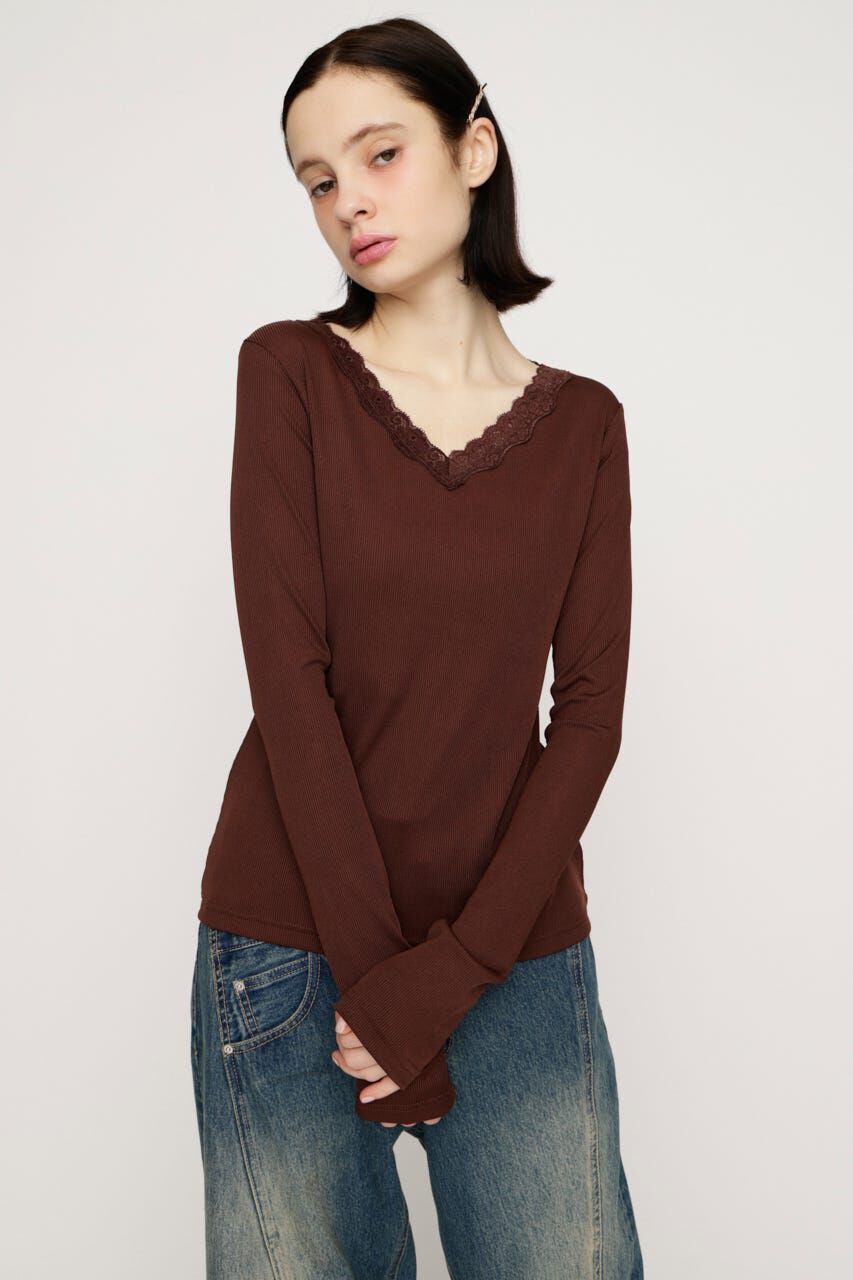 SLY「LACE DOCKING CUT トップス」|Tシャツ・カットソー|