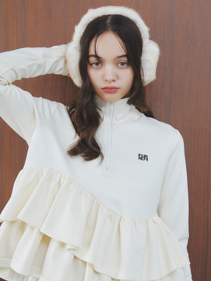 FURFUR「ハーフジップペプラムカットプルオーバー」|スウェット・ジャージ|OWHT