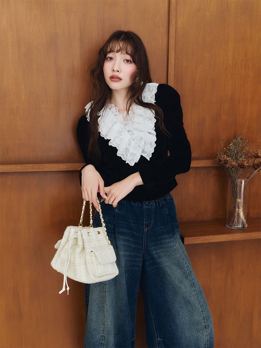 LILY BROWN「【WEB限定00サイズ】ドレープヘムイージーデニムパンツ」|デニム|