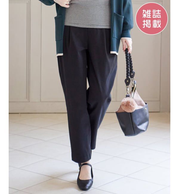 ikka「GOKU楽ストレッチテーパードパンツ」|その他|ブラック