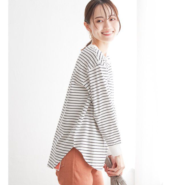 ikka「コットンUSA裾ラウンドロンT」|Tシャツ・カットソー|