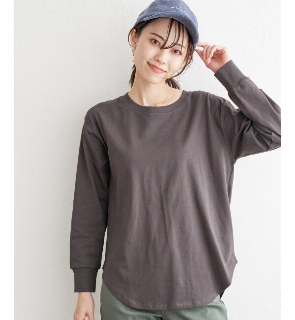 ikka「コットンUSA裾ラウンドロンT」|Tシャツ・カットソー|