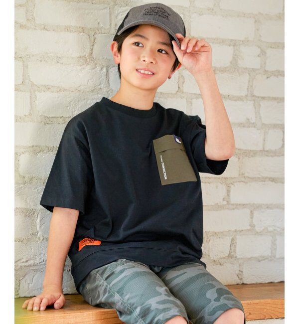 ikka kids「冷感異素材ポケ付きTシャツ（120~160cm）」|Tシャツ・カットソー|