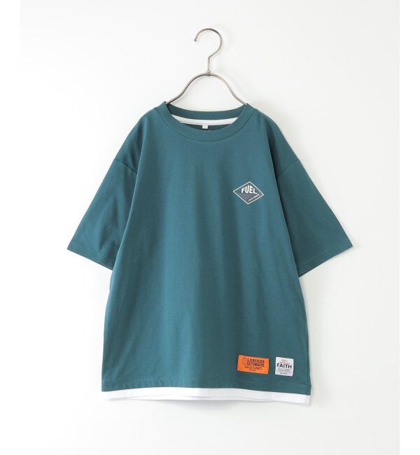 ikka kids「冷感裾レイヤードプリントTシャツ（120~160cm）」|Tシャツ・カットソー|グリーン