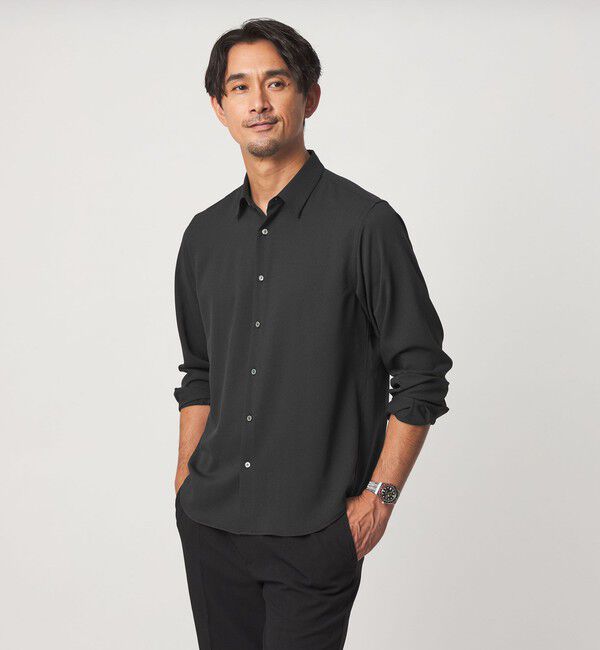 UNITED ARROWS green label relaxing「【WEB限定】JUST fit ウールライク 長袖 シャツ」|シャツ・ブラウス|BLACK