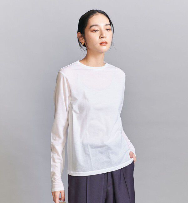 BEAUTY&YOUTH UNITED ARROWS「コットンナイロン天竺 シアー クルーネック Tシャツ」|Tシャツ・カットソー|