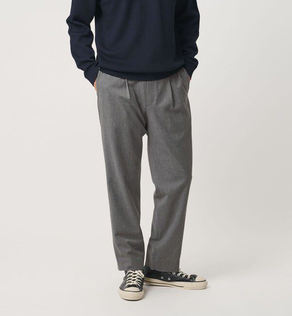 BEAUTY&YOUTH UNITED ARROWS「ウール 1プリーツ テーパード イージー パンツ NO.5 ストレッチ」|チノ|MD.GRAY