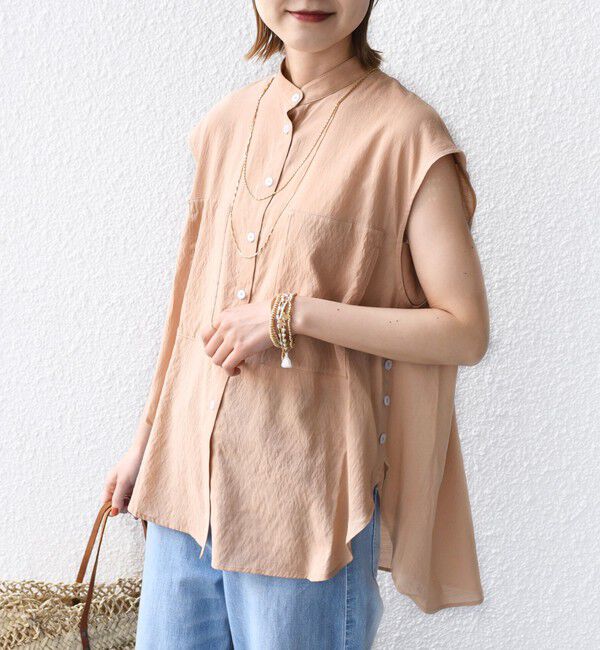 SHIPS for women「【WEB限定】〈手洗い可能〉サイド ボタン バック レイヤード ブラウス」|シャツ・ブラウス|