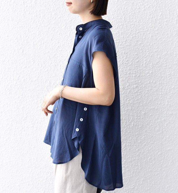 SHIPS for women「【WEB限定】〈手洗い可能〉サイド ボタン バック レイヤード ブラウス」|シャツ・ブラウス|
