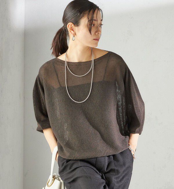 SHIPS for women「〈手洗い可能〉ペーパー パフ スリーブ 半袖 ニット」|ニット・セーター|