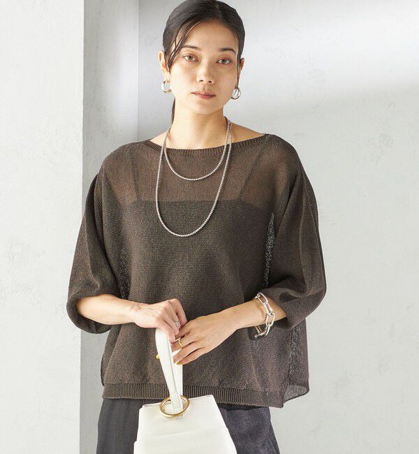 SHIPS for women「〈手洗い可能〉ペーパー パフ スリーブ 半袖 ニット」|ニット・セーター|