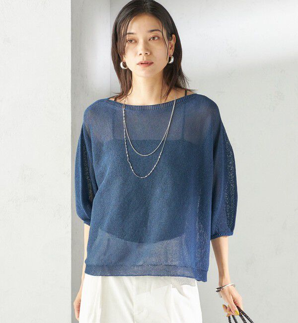 SHIPS for women「〈手洗い可能〉ペーパー パフ スリーブ 半袖 ニット」|ニット・セーター|