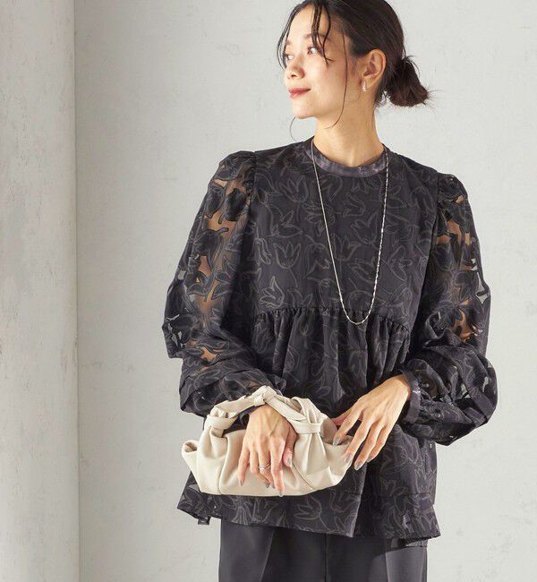 SHIPS for women「〈手洗い可能〉IPEKER オパール 加工 ブラウス（セレモニー対応可）」|シャツ・ブラウス|ブラック
