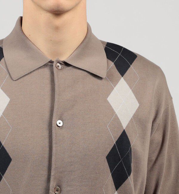 TOMORROWLAND MENS「TOMORROWLAND tricot ギザコットン アーガイル柄 ポロカラーカーディガン」|カーディガン|