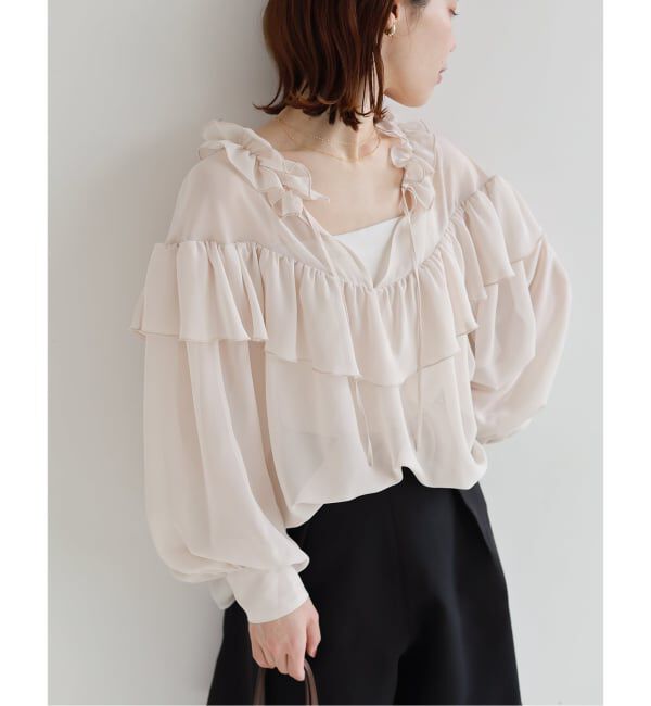  「【洗える】シフォンフリルブラウス」|シャツ・ブラウス|