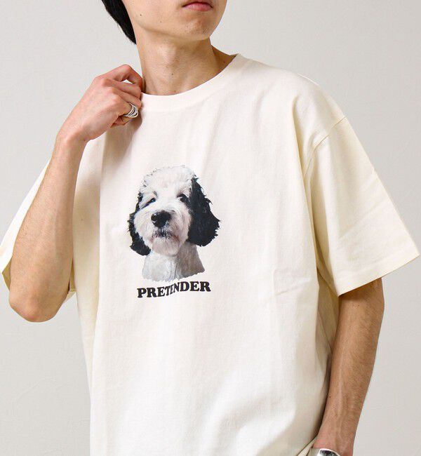GLOSTER「【あの名作をオマージュ】犬猫実写風プリントTシャツ」|Tシャツ・カットソー|ホワイト系その他