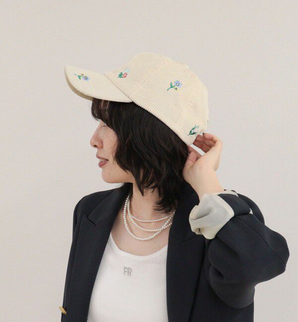 fredy emue「【Casselini/キャセリーニ】花刺しゅうコールキャップ」|キャップ・キャスケット|アイボリー