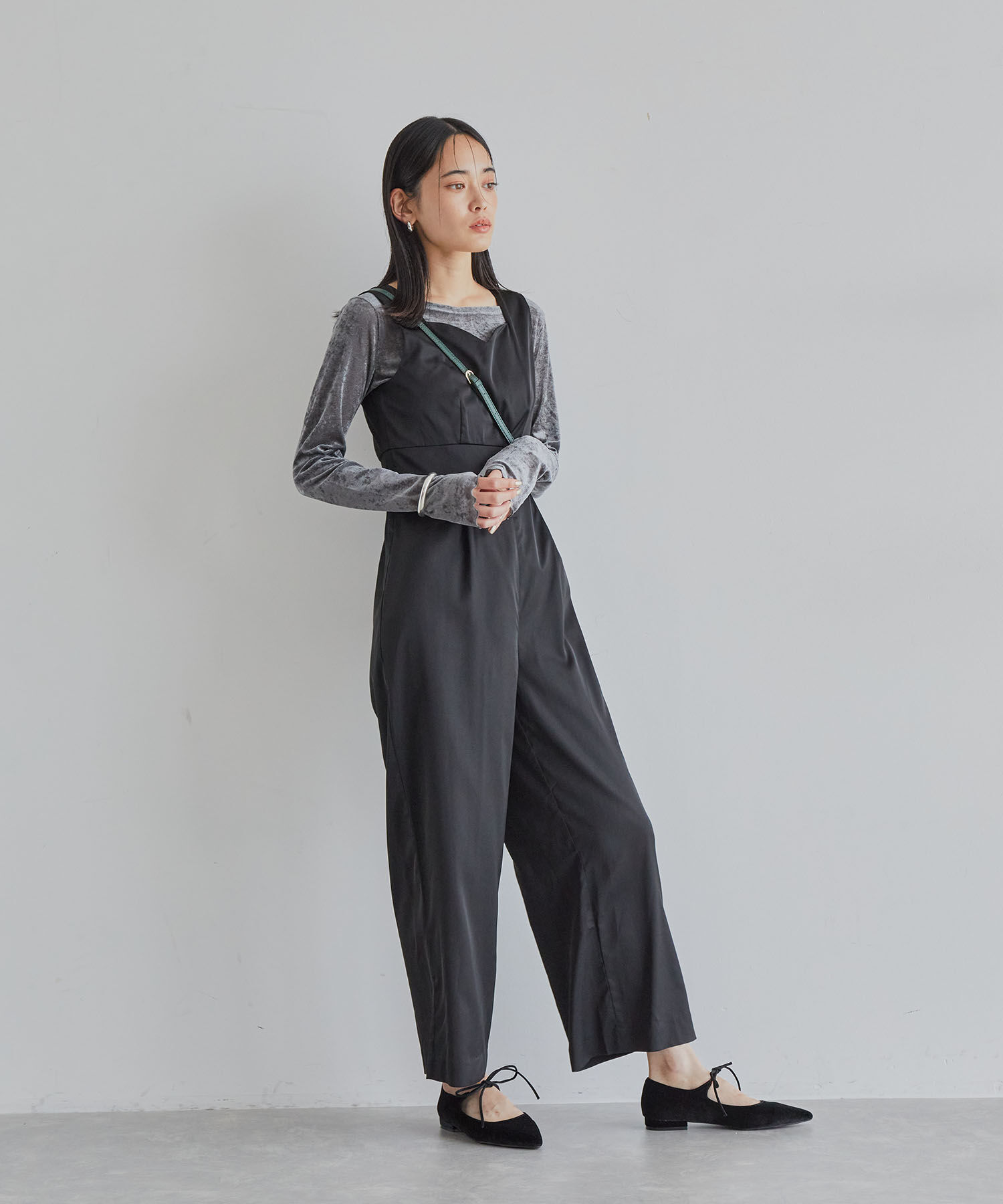 VIS「【VISDRESS】チュールフリルセットオールインワン【低身長向けサイズ有】」|オールインワン|