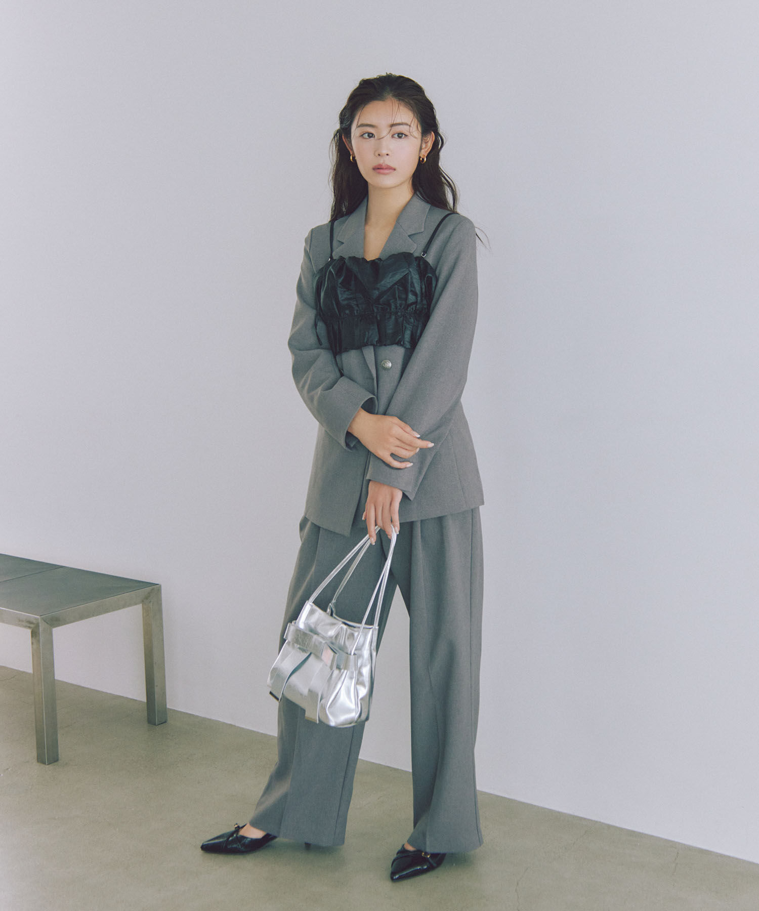 VIS「【新色追加】【美easy】ウーリッシュ2タックワイド/スラックスパンツ【洗える】」|スラックス|