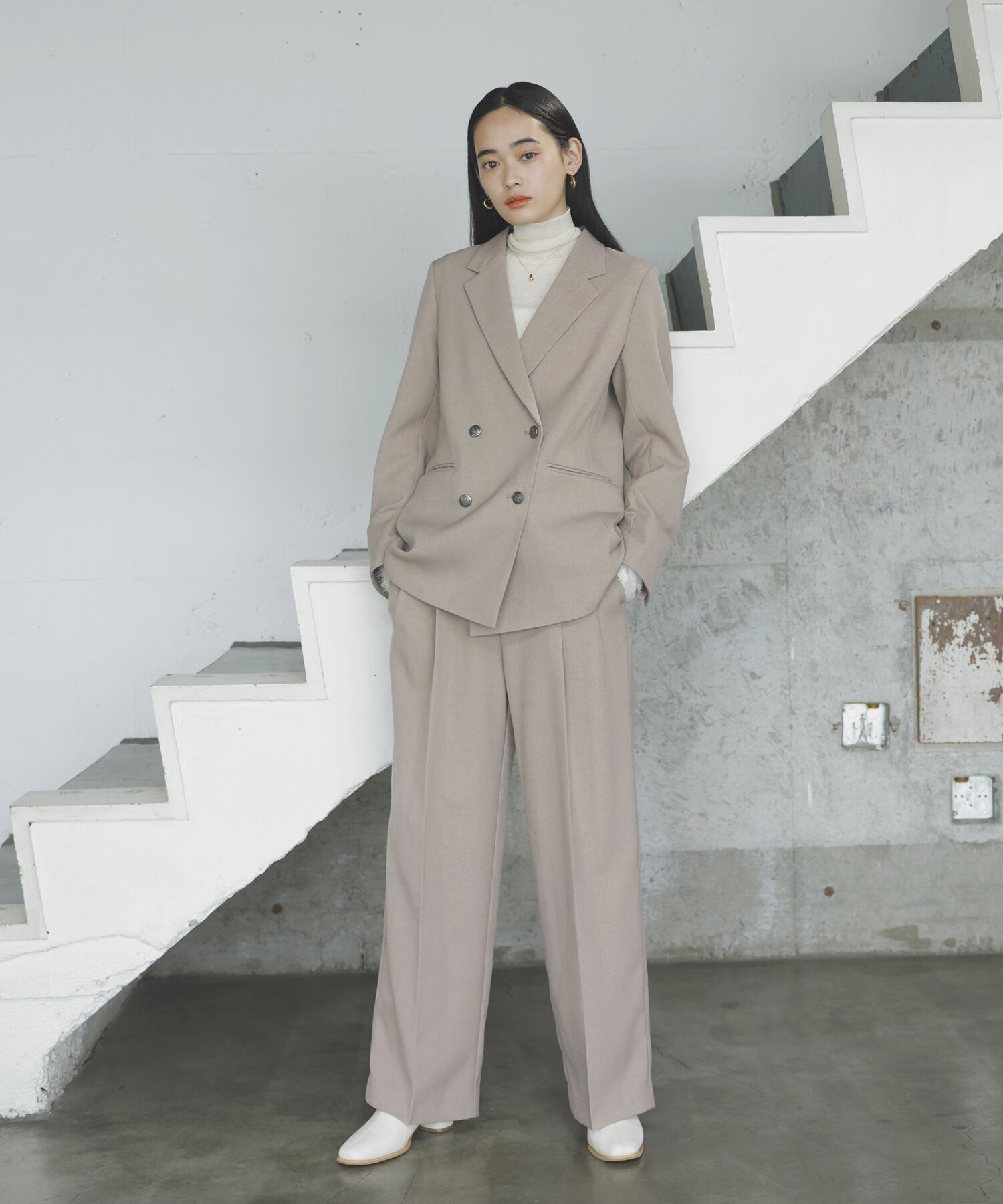 VIS「【新色追加】【美easy】ウーリッシュ2タックワイド/スラックスパンツ【洗える】」|スラックス|