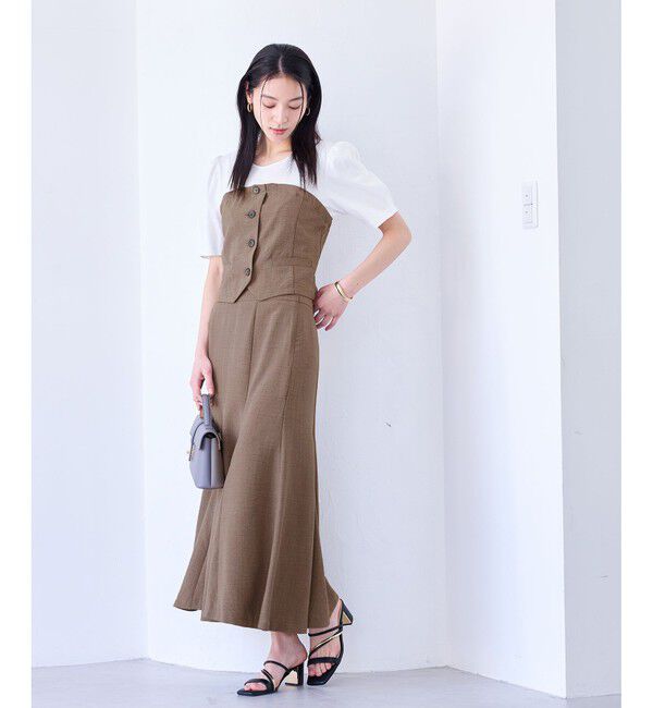 VIS「【新色追加】【美easy】釦ビスチェTシャツドッキングプルオーバー【接触冷感/洗える】」|Tシャツ・カットソー|
