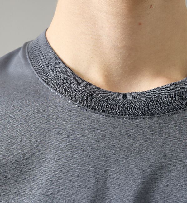 ABAHOUSE「KNIT COLLAR コットンポンチ クルーネック半袖Tシャツ / リラックス」|Tシャツ・カットソー|