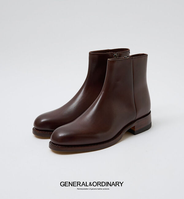 alfredoBANNISTER「【GENERAL&ORDINARY】ジッパーブーツ」|ショートブーツ|ダークブラウン