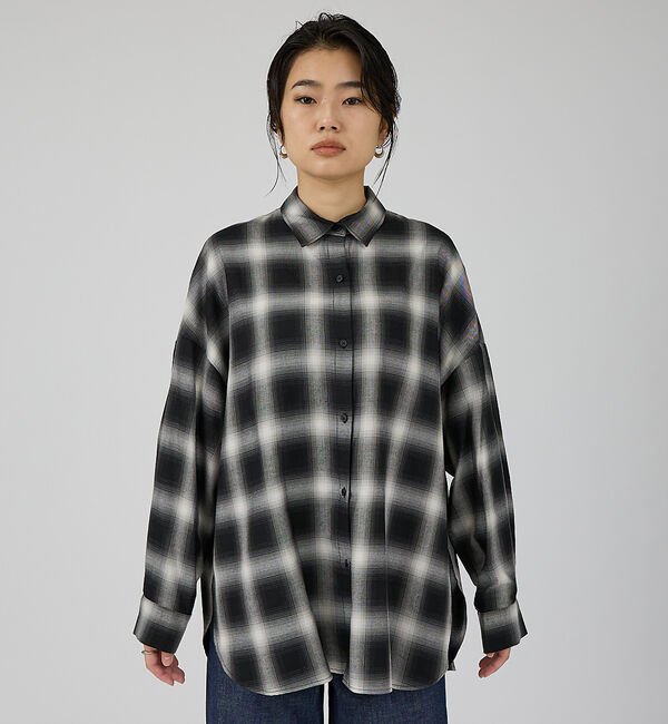 Rouge vif「オンブレーチェックオーバーシャツ」|シャツ・ブラウス|