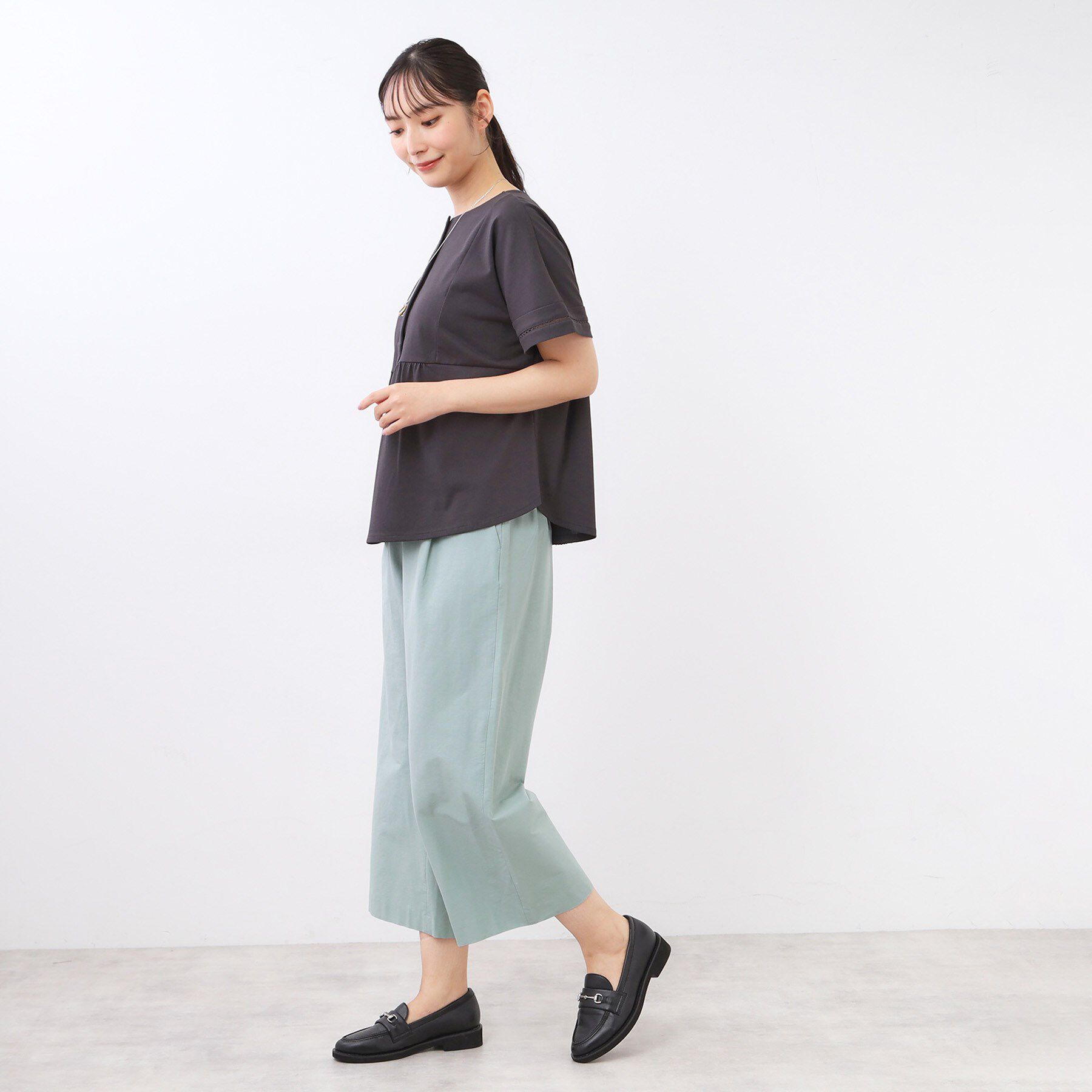 Reflect「【お腹・腰周りすっきり見え◎】ストレッチワイドクロップドパンツ」|その他|