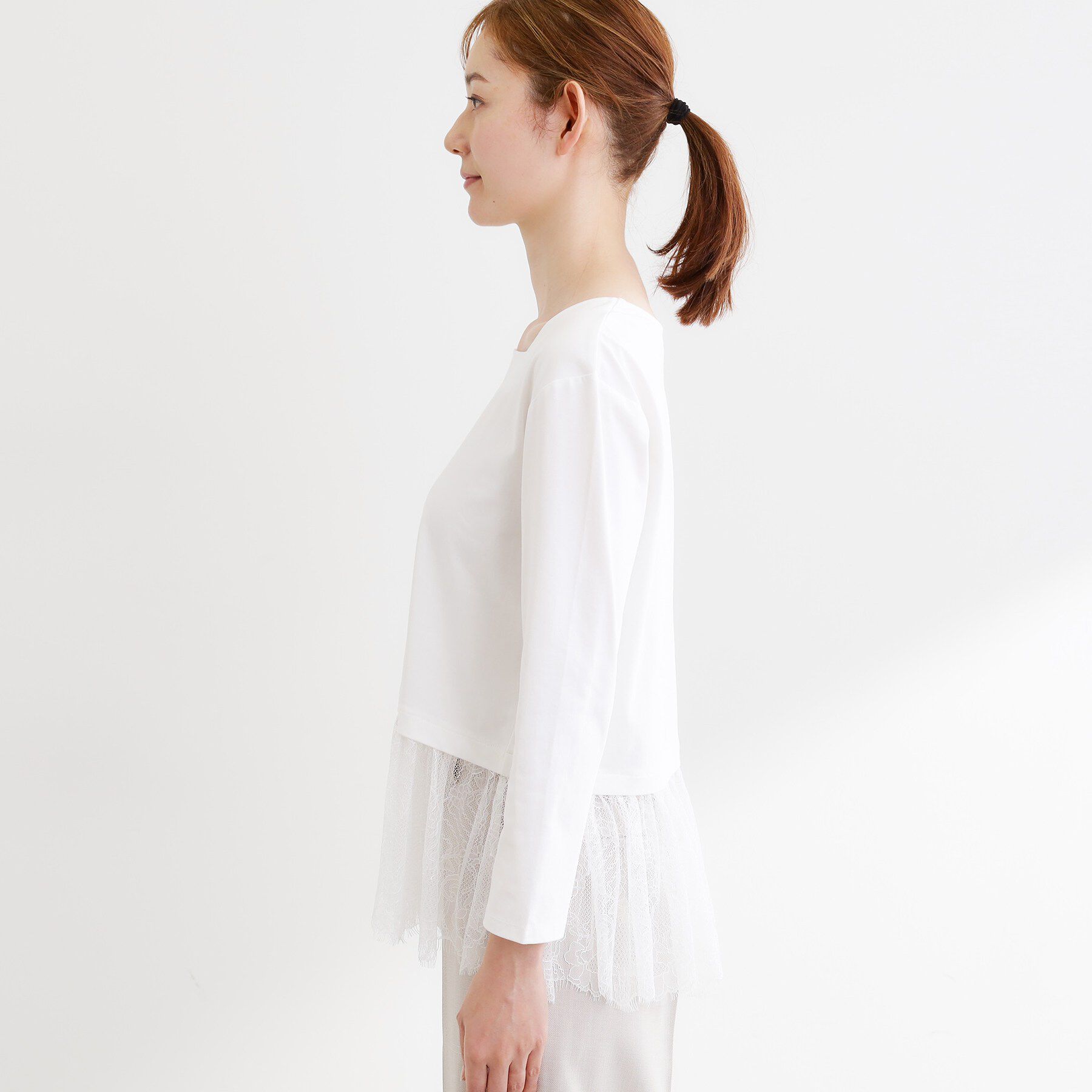 Reflect「【UVカット／接触冷感／レイヤード◎】レース切り替えプルオーバージャージ」|Tシャツ・カットソー|