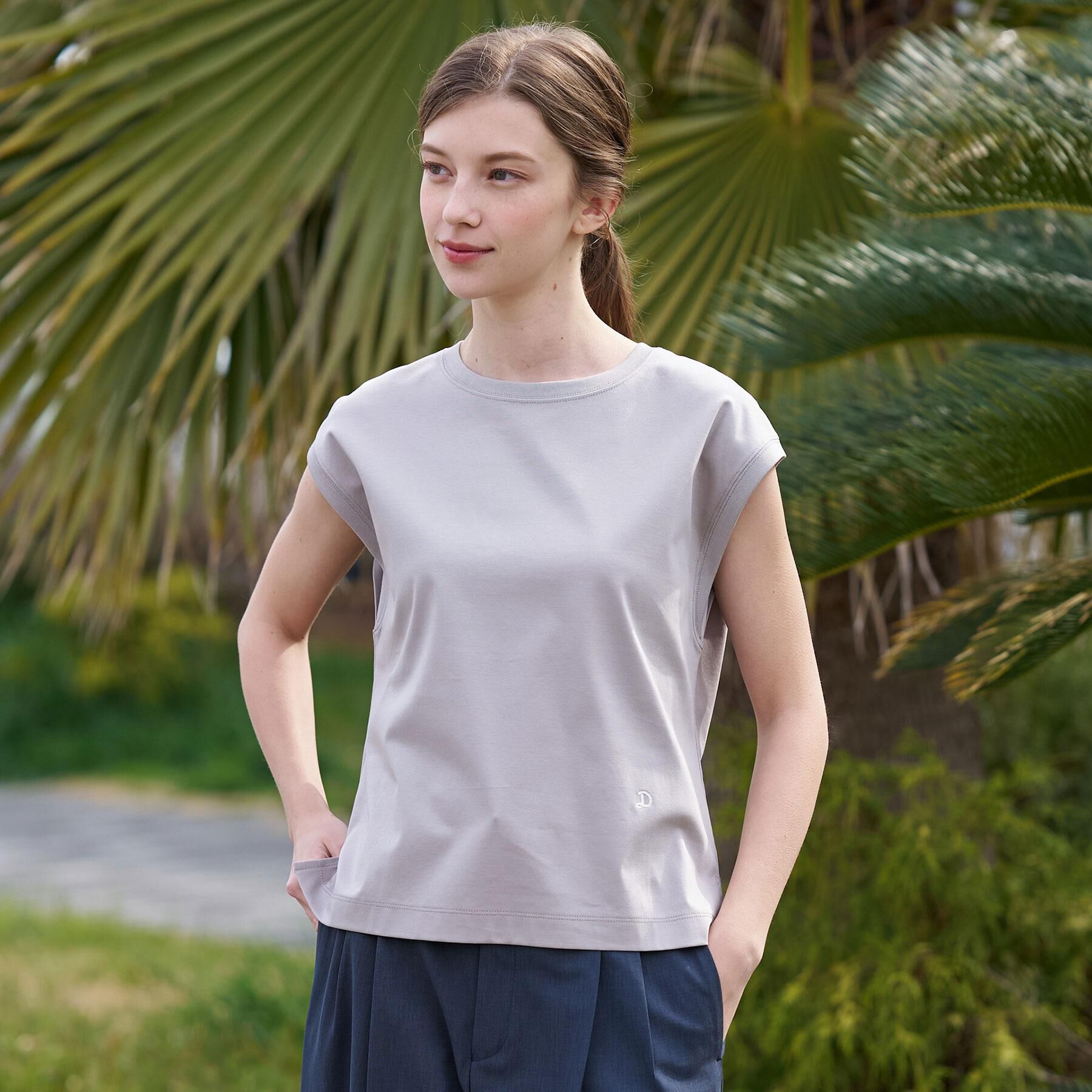 DRESSTERIOR「【接触冷感／抗菌防臭／消臭】アイスクリアコットンフレンチスリーブT」|Tシャツ・カットソー|