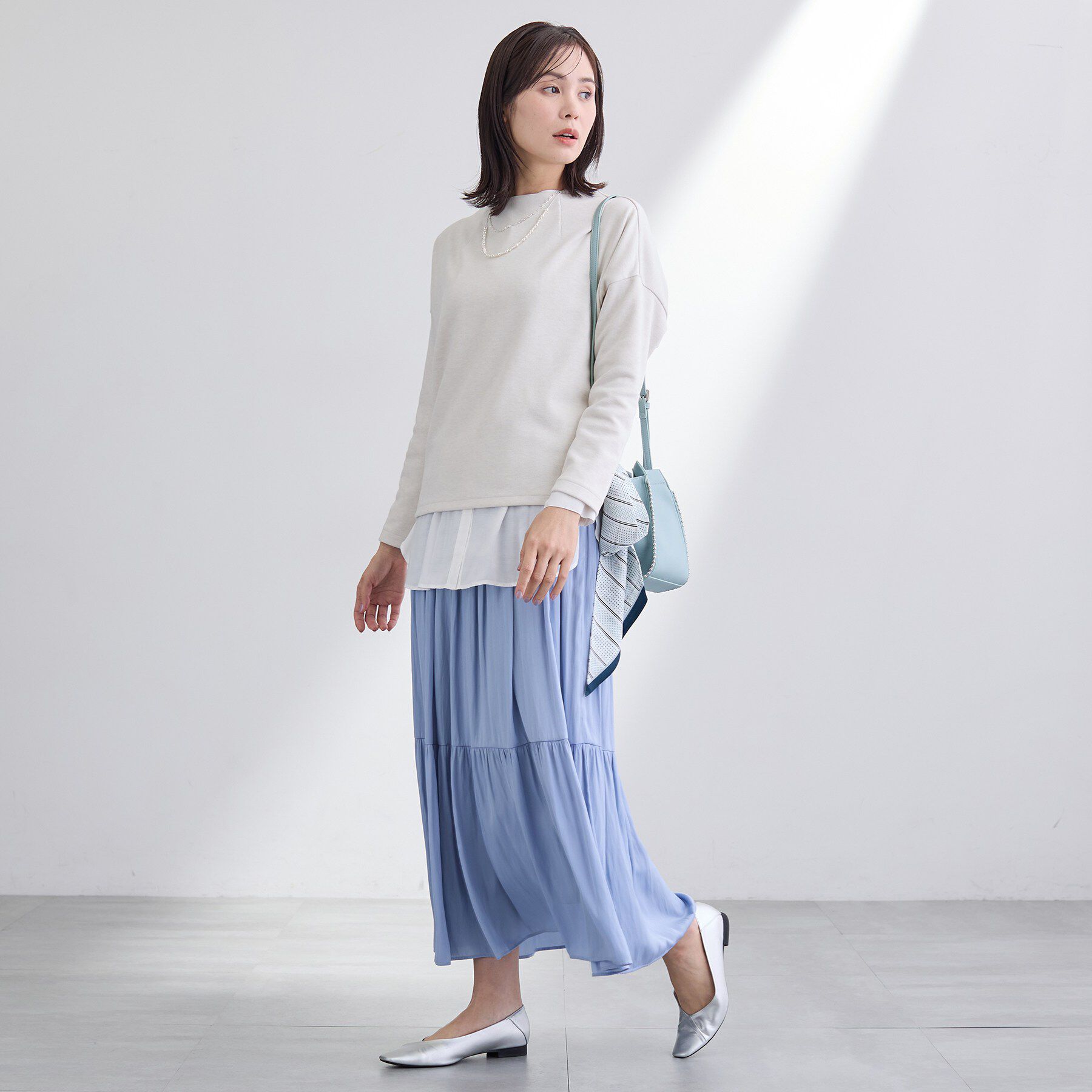 INDIVI「【SETUP可能／洗える／UVケア】ライトジャージ ボトルネックトップス」|Tシャツ・カットソー|
