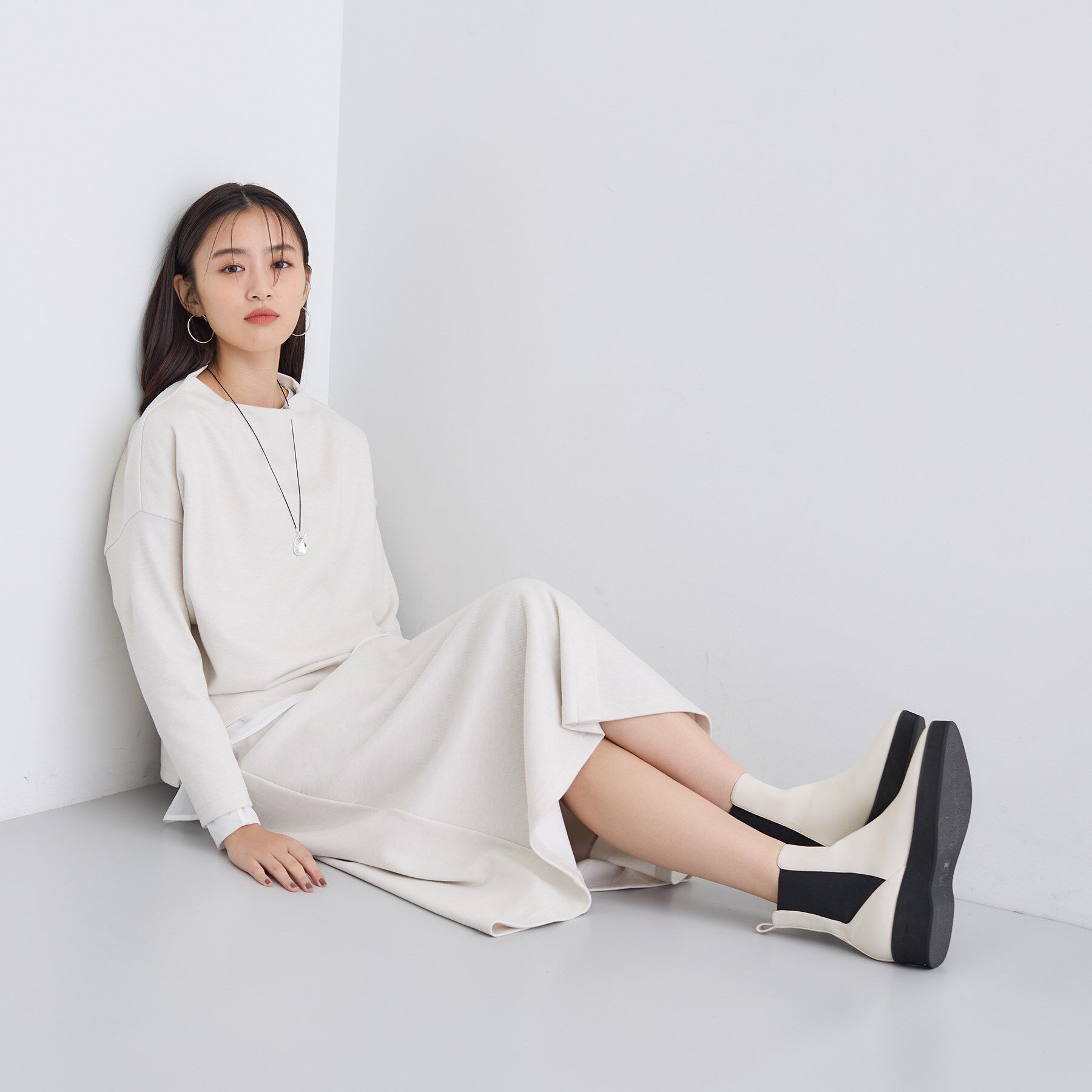 INDIVI「【SETUP可能／洗える／UVケア】ライトジャージ ボトルネックトップス」|Tシャツ・カットソー|