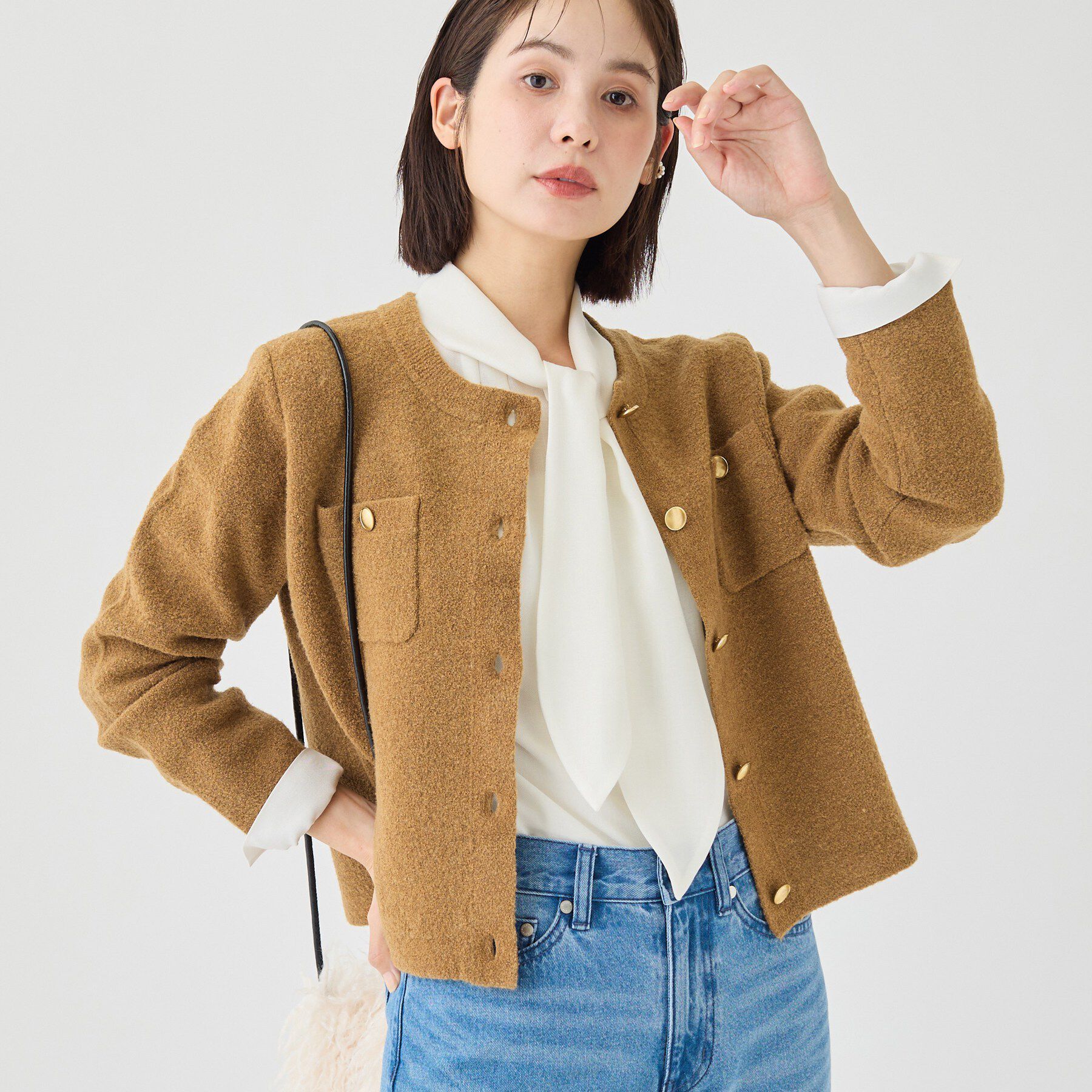 INDIVI「【軽やか】ブークレニットジャケット」|カーディガン|
