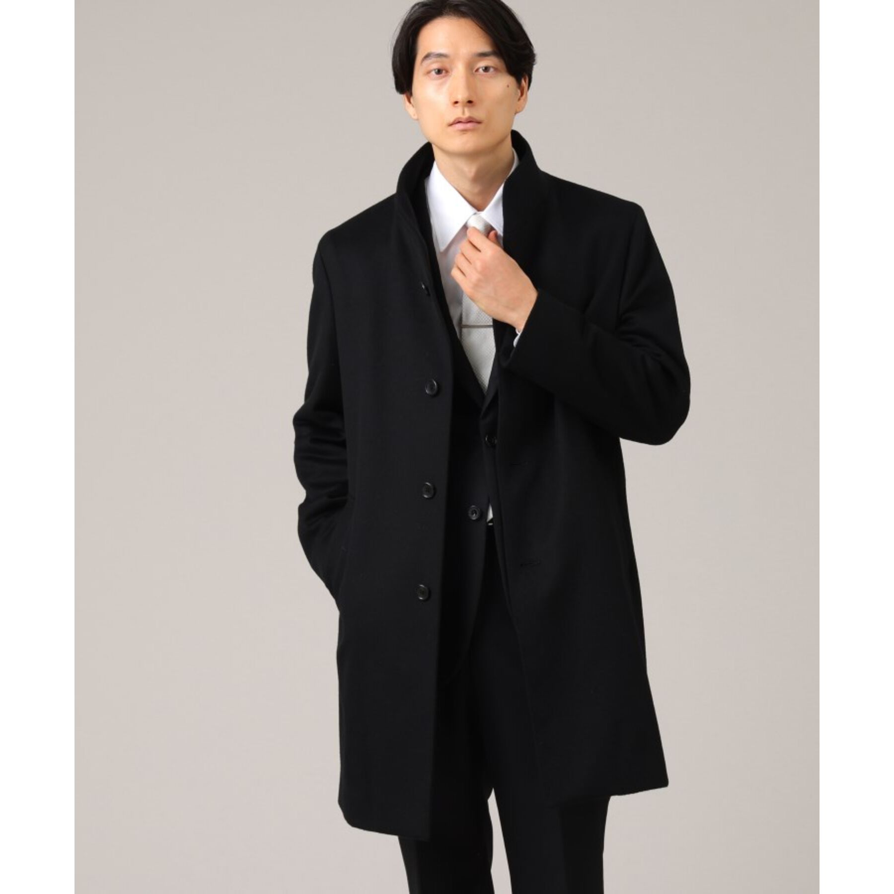 TAKEO KIKUCHI「【ウールカシミヤブレンド】ビーバー調 スタンドカラー コート」|その他|ﾌﾞﾗｯｸ(419)