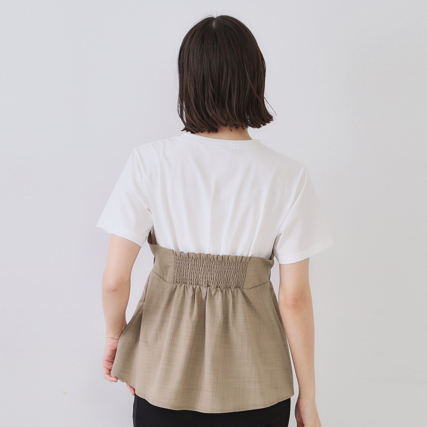 OPAQUE.CLIP「タックビスチェドッキングカットソー【洗濯機洗い可】」|Tシャツ・カットソー|