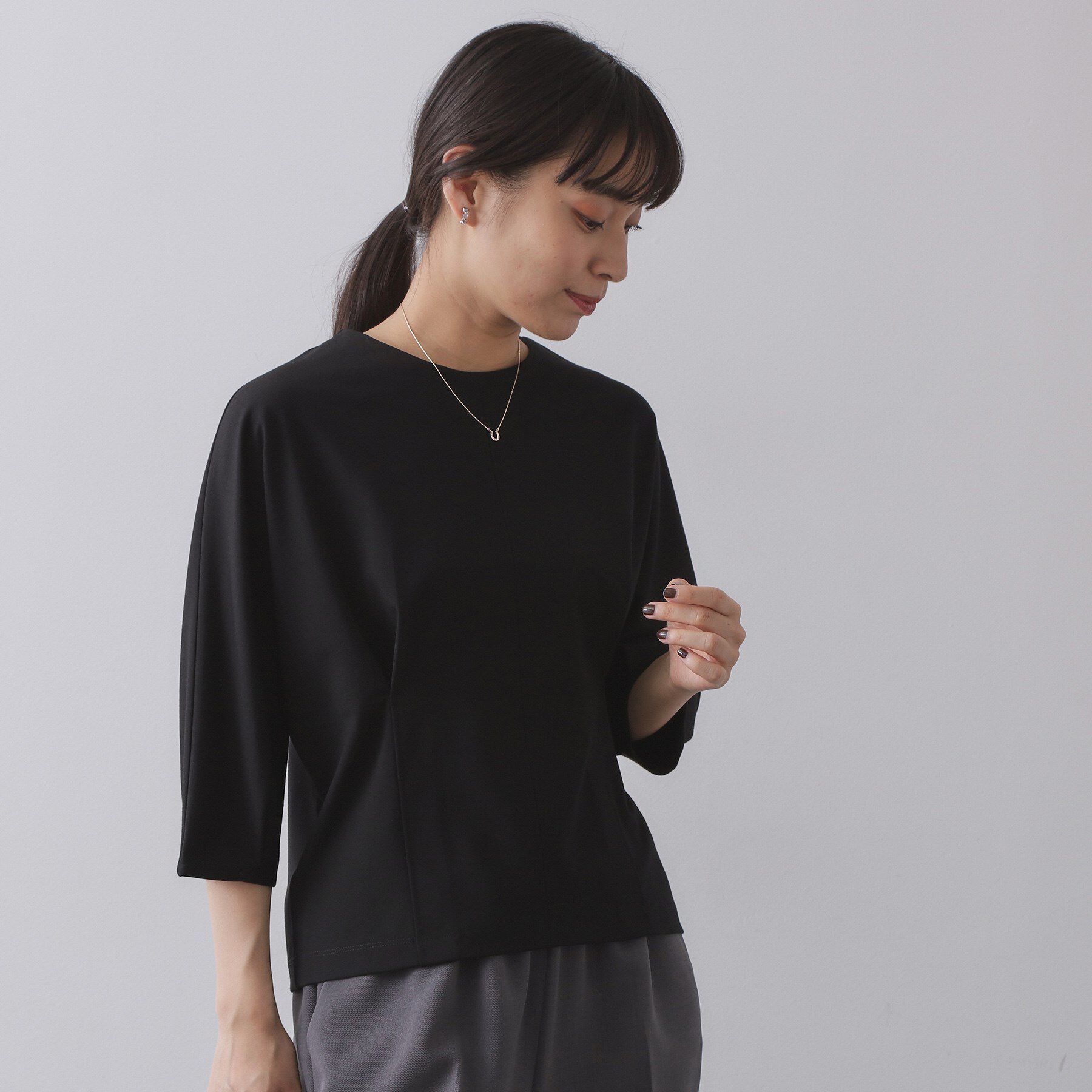 OPAQUE.CLIP「襟付きドルマントップス【洗濯機OK】」|Tシャツ・カットソー|