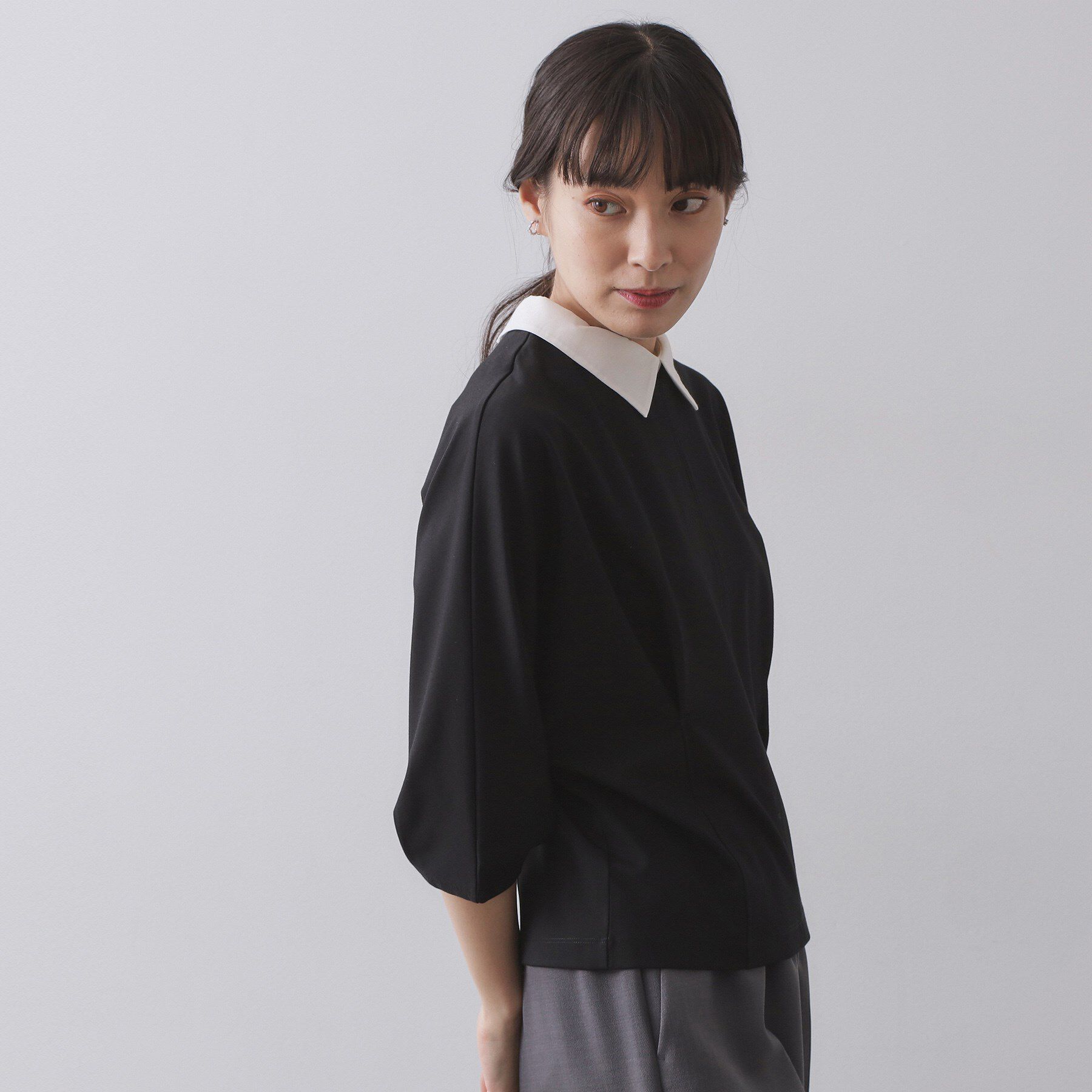 OPAQUE.CLIP「襟付きドルマントップス【洗濯機OK】」|Tシャツ・カットソー|