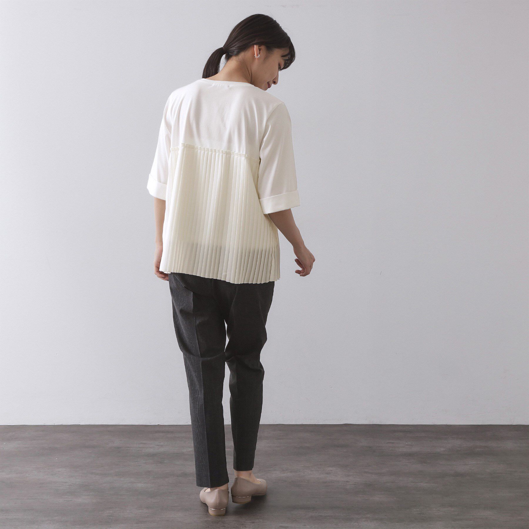 OPAQUE.CLIP「プリーツドッキングカットソー【洗濯機OK】」|Tシャツ・カットソー|