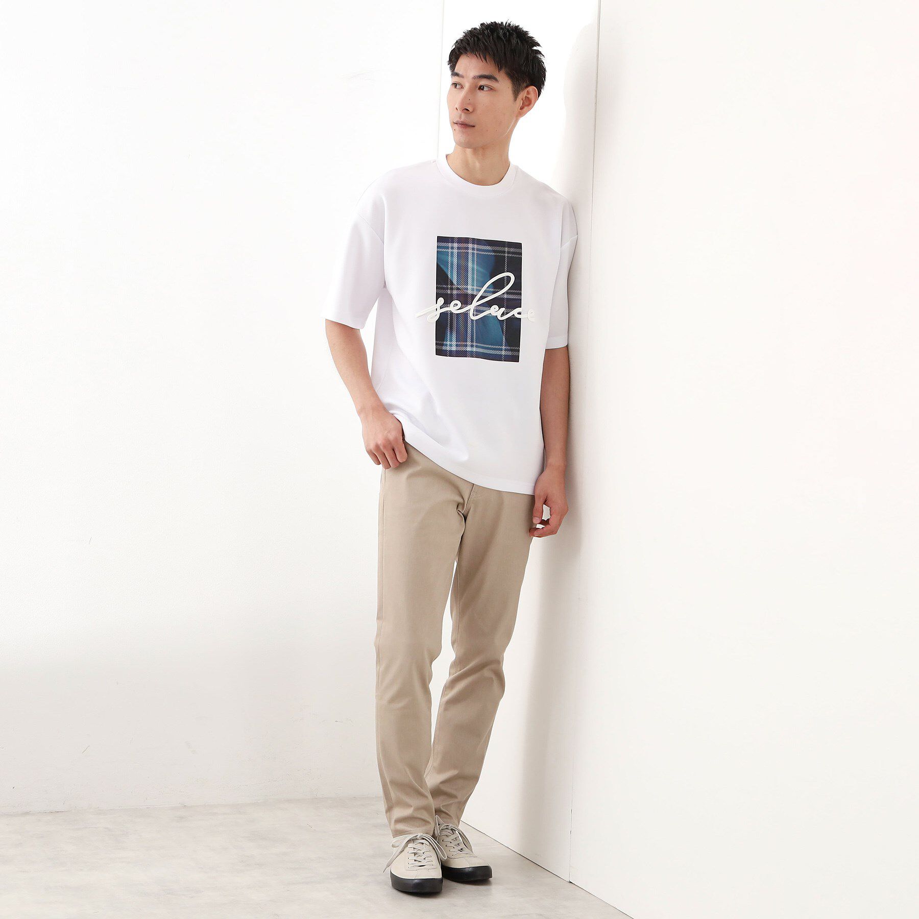 THE SHOP TK「コード刺繍フォトプリント半袖Tシャツ 【洗濯機OK】」|Tシャツ・カットソー|