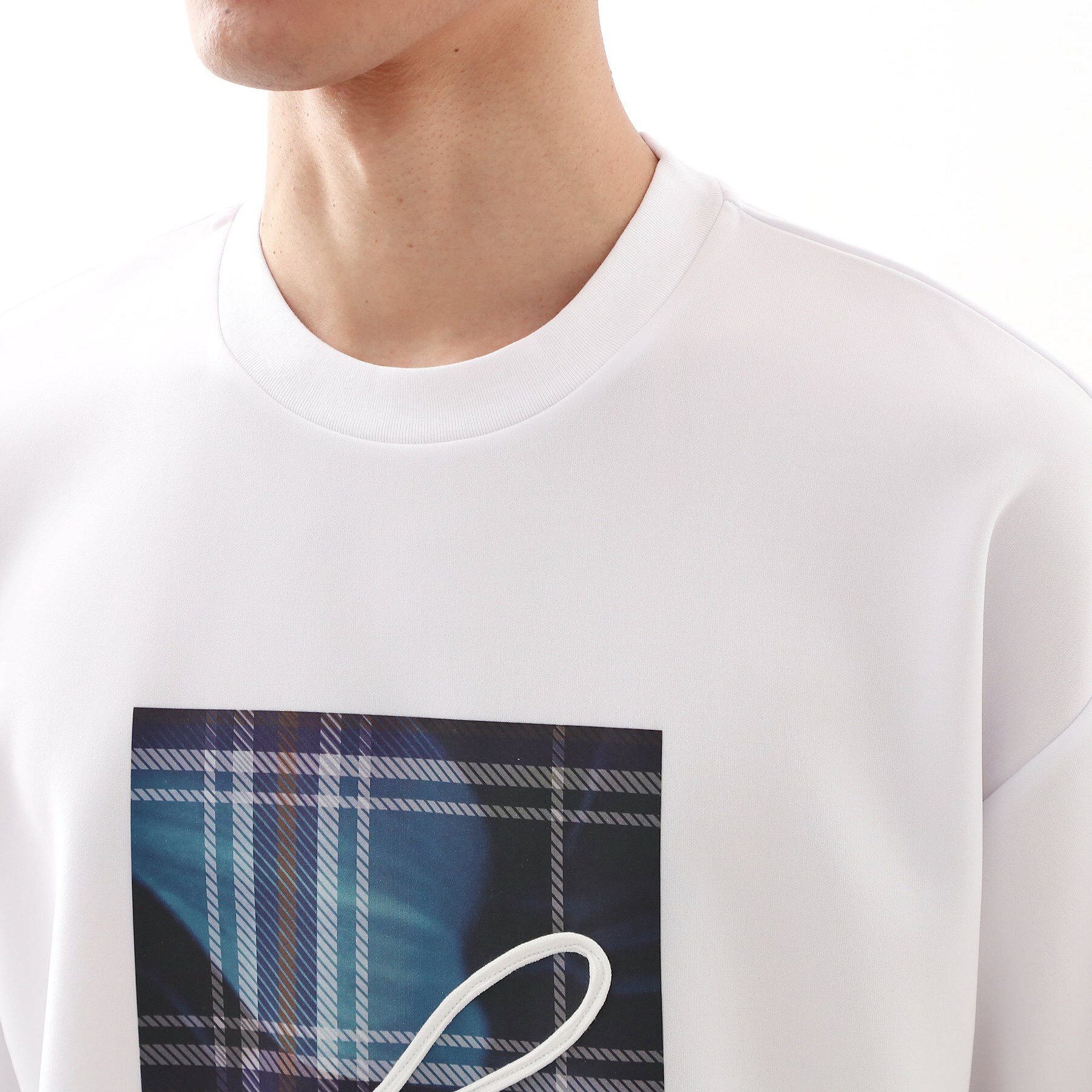 THE SHOP TK「コード刺繍フォトプリント半袖Tシャツ 【洗濯機OK】」|Tシャツ・カットソー|