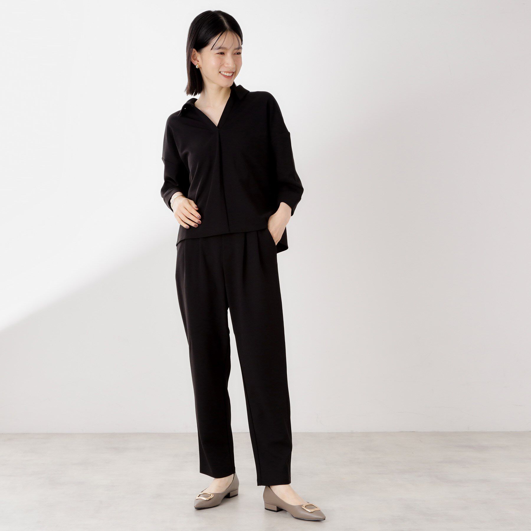 THE SHOP TK「【着るだけでコーディネートが決まる】スキッパーブラウス&パンツセット」|スーツ|